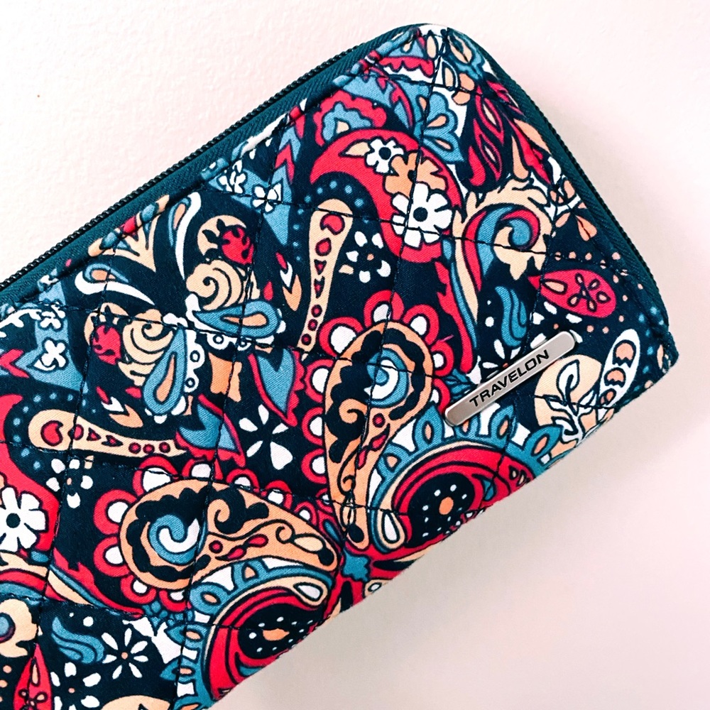 Travelon Multicolor Paisley Wristlet Wallet Purse